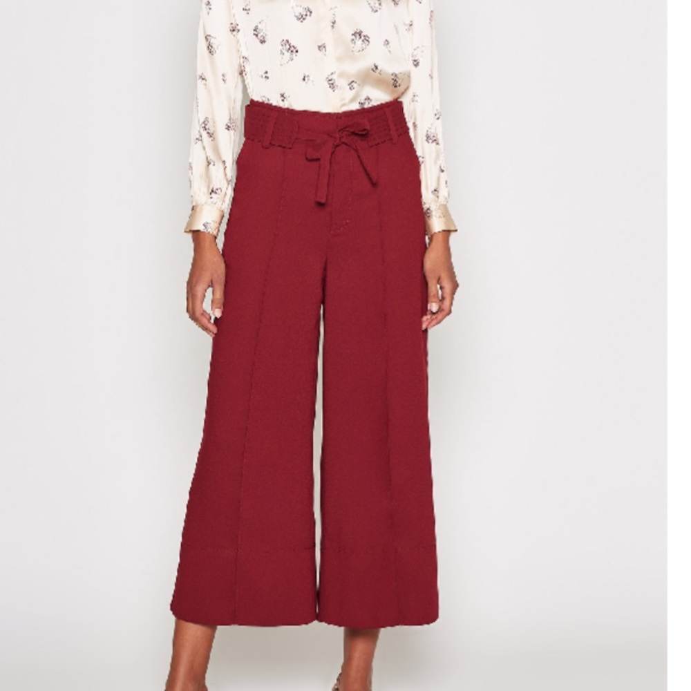 Joie djuna wide leg cropped pants in garnet